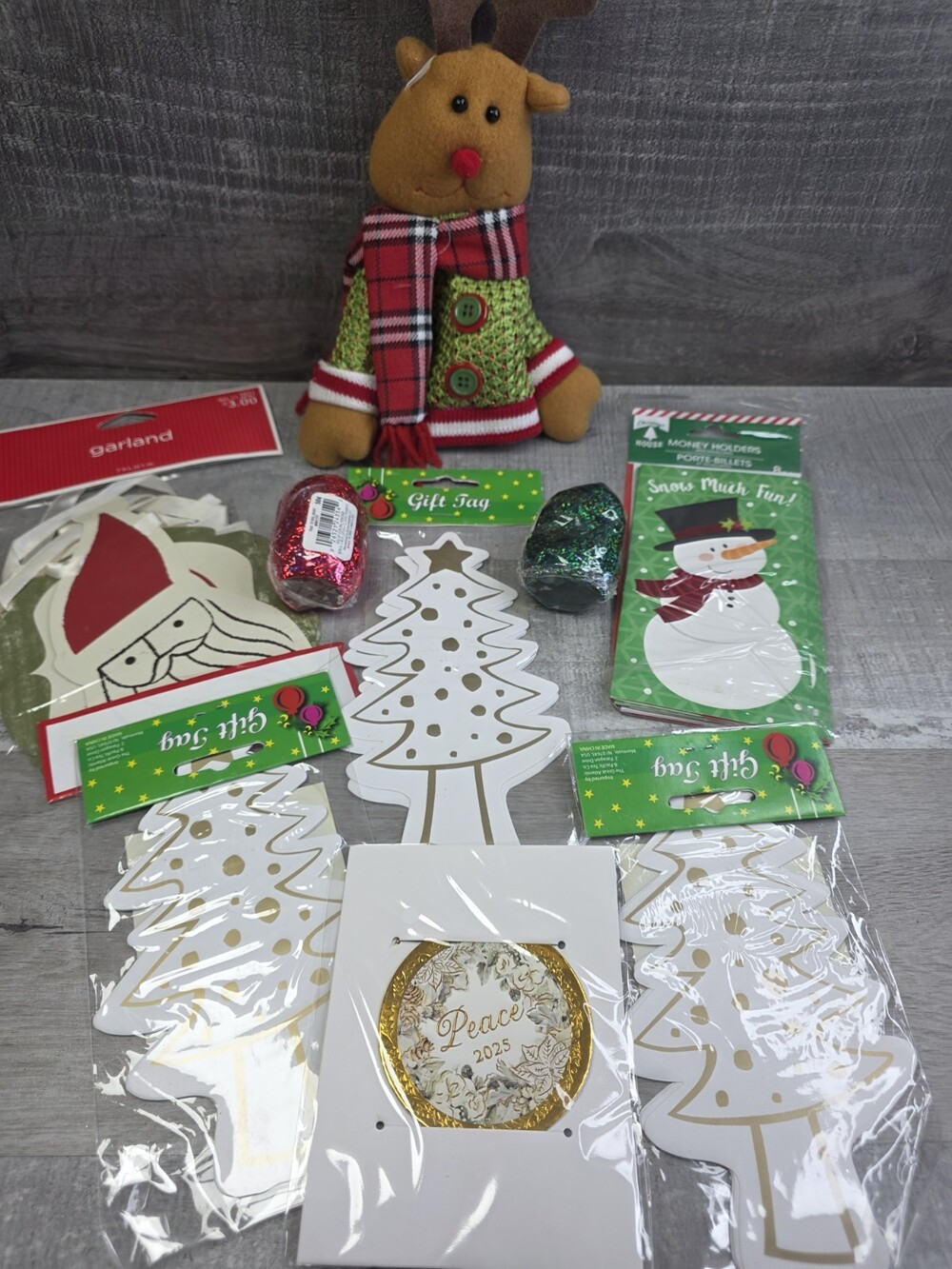 Gift Tags Christmas Ribbon Money or Card Holders Garland Lot b320